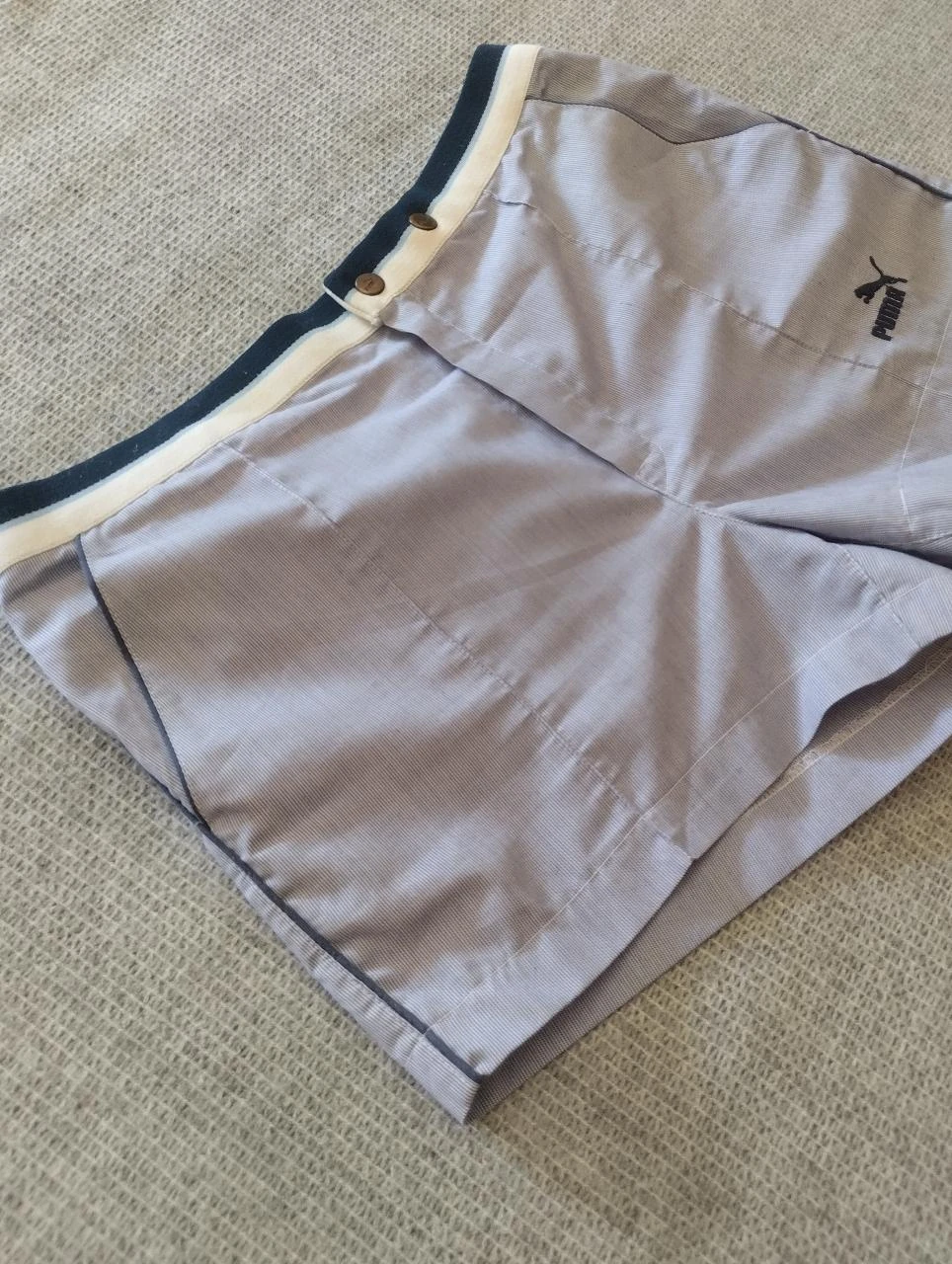 Puma Short de sport rayé blanc et bleu marine pour femmes M Léger été Y2K – photo 4